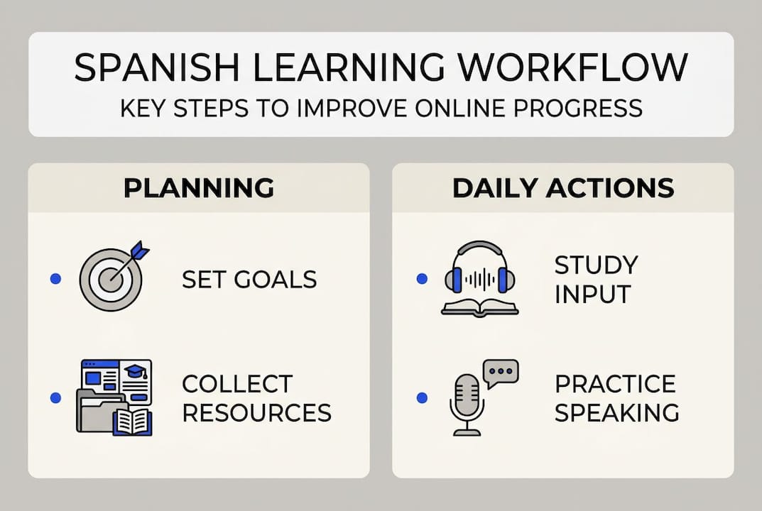 Infographic outlines workflow steps for Spanish