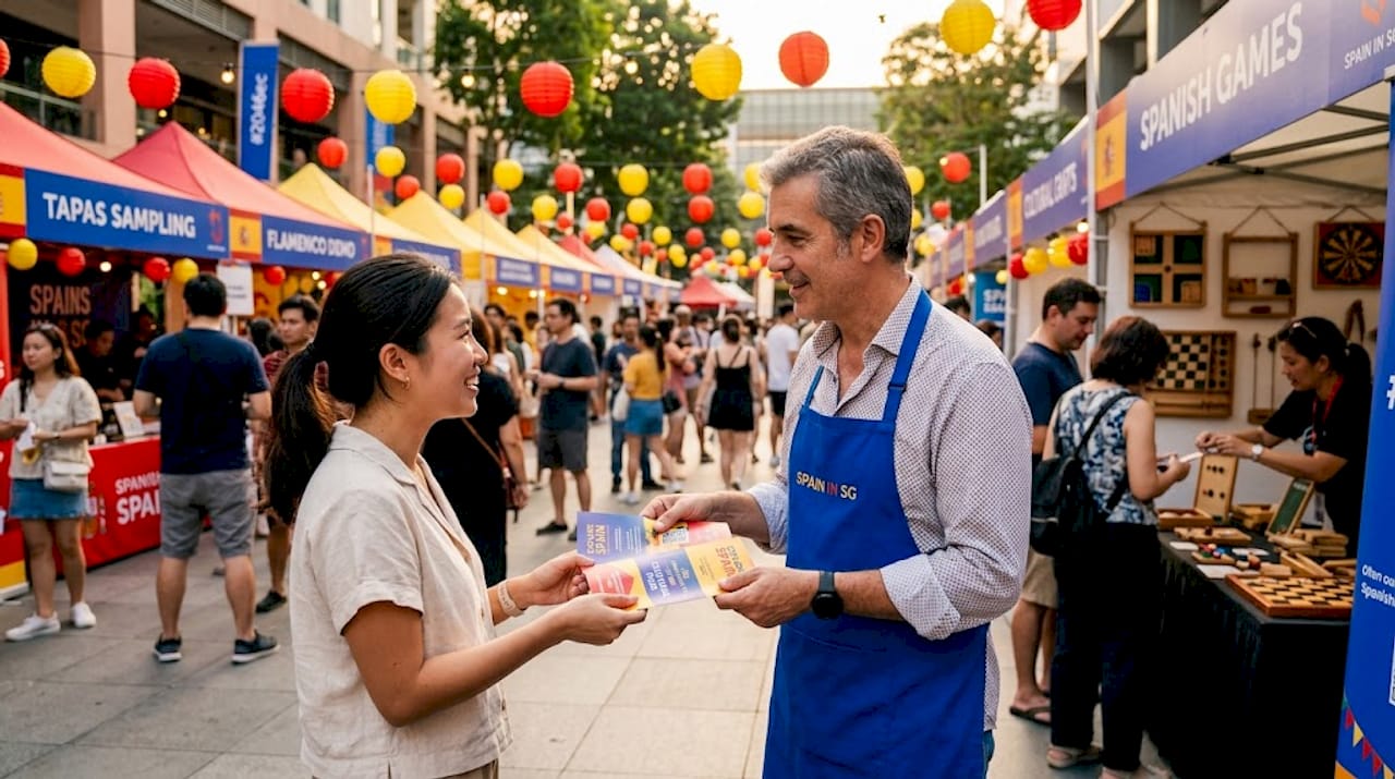 Attendees at Spanish cultural fair in Singapore