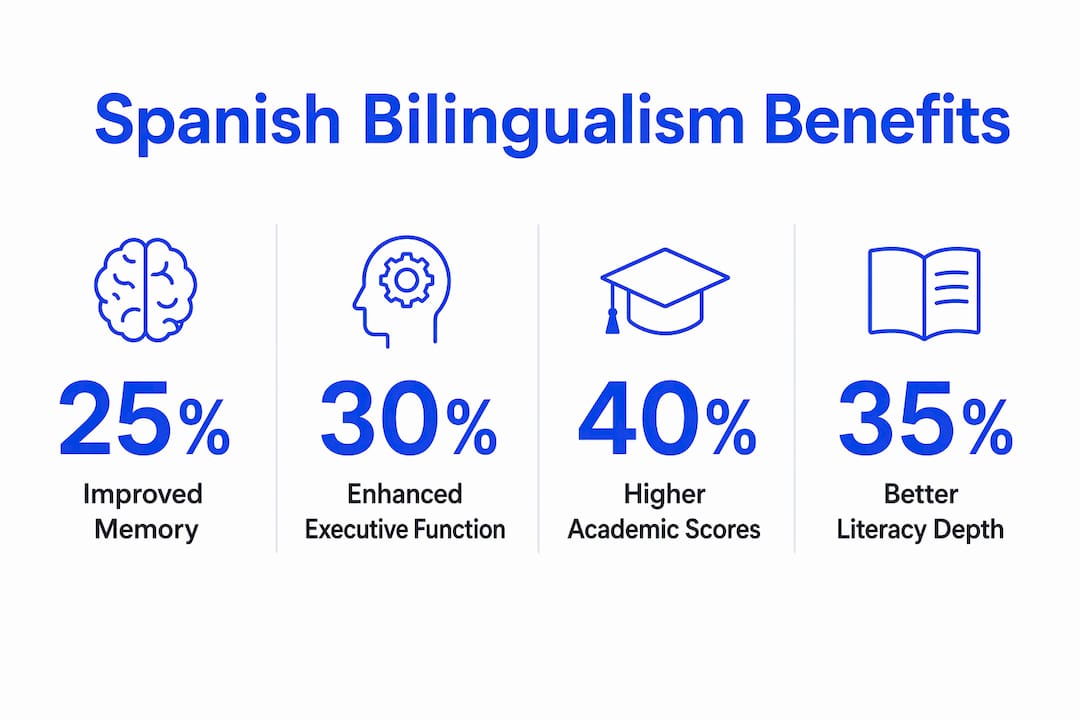 Infographic showing academic benefits of Spanish bilingualism