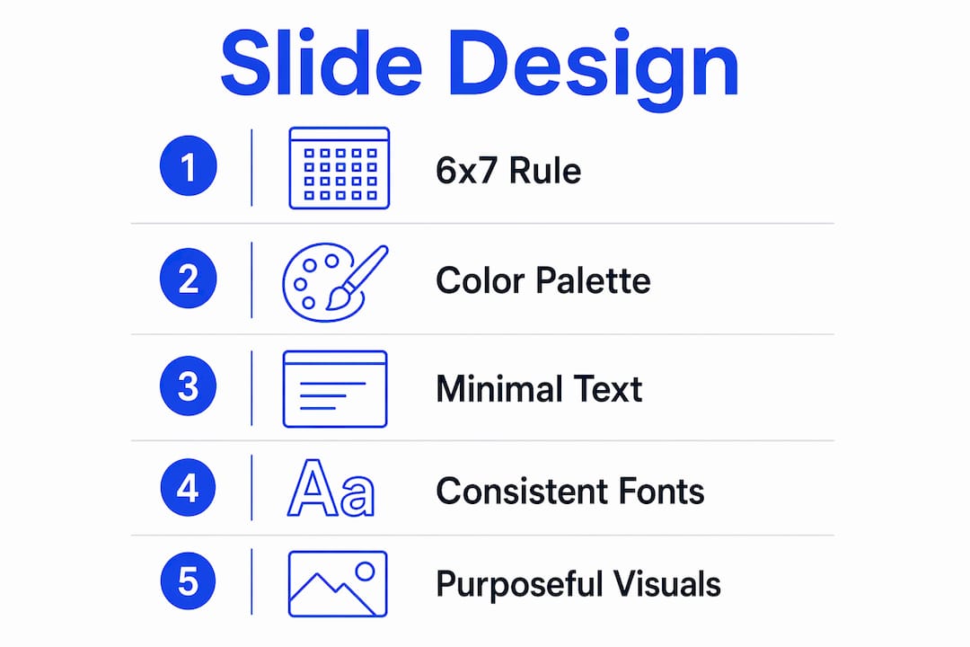 Infographic illustrating slide design rules