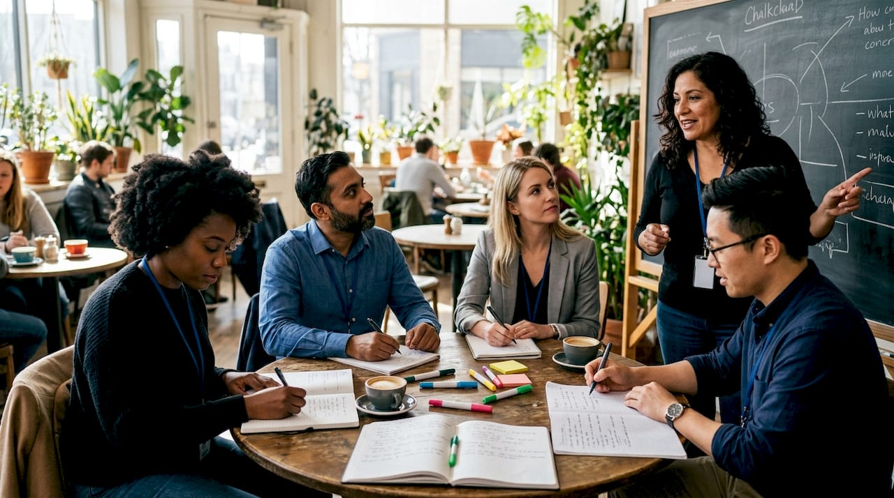 Group training session on business Spanish communication