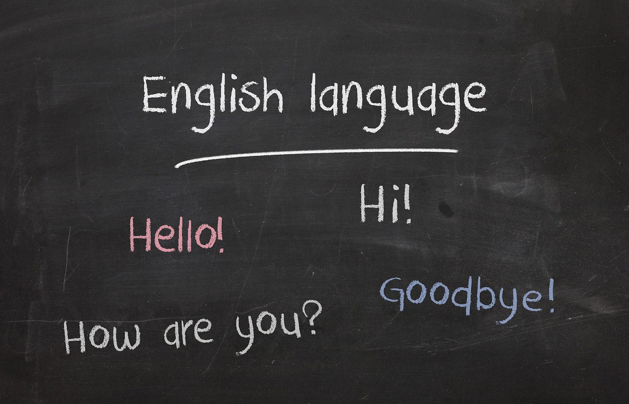 English words written on the board