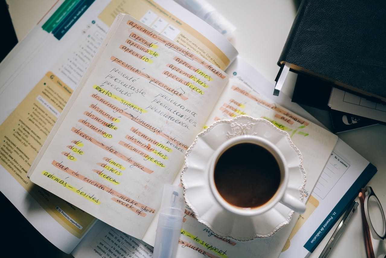 alt - studying while drinking coffee
